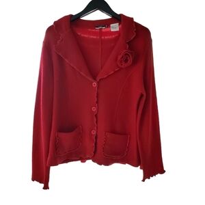 Franco Valeri Wool Red Long-sleeved  Sweater. Size M